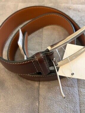 English Laundry brown leather belt with silver buckle style 30018 size 32